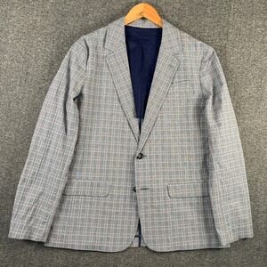 Mr Turk Blazer Jacket Men 42 Seersucker Gray Plaid Unlined Sport Coat USA Made
